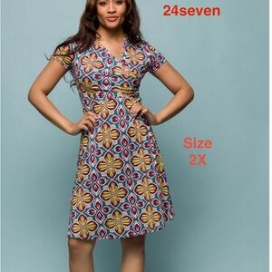 24seven Women's Colorful Patterned Midi Dress